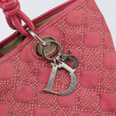 Christian Dior Canage Hand Bag Coated Canvas Pink Silver Auth 156007-14
