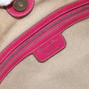 Christian Dior Canage Hand Bag Coated Canvas Pink Silver Auth 156007-15