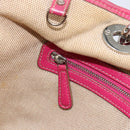 Christian Dior Canage Hand Bag Coated Canvas Pink Silver Auth 156007-19