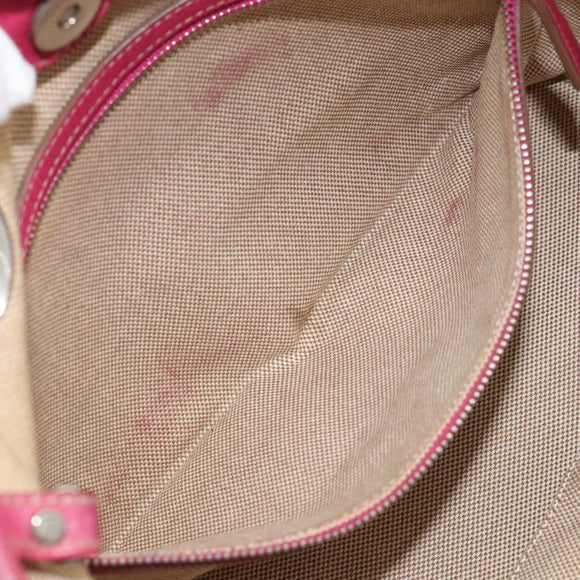 Christian Dior Canage Hand Bag Coated Canvas Pink Silver Auth 156007