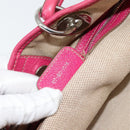 Christian Dior Canage Hand Bag Coated Canvas Pink Silver Auth 156007-21