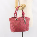 Christian Dior Canage Hand Bag Coated Canvas Pink Silver Auth 156007-22
