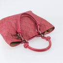 Christian Dior Canage Hand Bag Coated Canvas Pink Silver Auth 156007-6