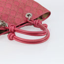Christian Dior Canage Hand Bag Coated Canvas Pink Silver Auth 156007-7