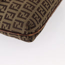 FENDI Zucchino Canvas Mamma Baguette Shoulder Bag Beige Gold Auth 156013-11