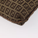 FENDI Zucchino Canvas Mamma Baguette Shoulder Bag Beige Gold Auth 156013-12