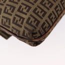 FENDI Zucchino Canvas Mamma Baguette Shoulder Bag Beige Gold Auth 156013-13