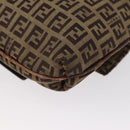 FENDI Zucchino Canvas Mamma Baguette Shoulder Bag Beige Gold Auth 156013-14