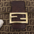 FENDI Zucchino Canvas Mamma Baguette Shoulder Bag Beige Gold Auth 156013-16
