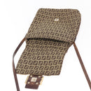 FENDI Zucchino Canvas Mamma Baguette Shoulder Bag Beige Gold Auth 156013-17