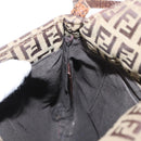 FENDI Zucchino Canvas Mamma Baguette Shoulder Bag Beige Gold Auth 156013-21