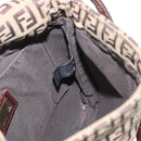 FENDI Zucchino Canvas Mamma Baguette Shoulder Bag Beige Gold Auth 156013-22