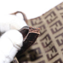 FENDI Zucchino Canvas Mamma Baguette Shoulder Bag Beige Gold Auth 156013-25