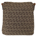 FENDI Zucchino Canvas Mamma Baguette Shoulder Bag Beige Gold Auth 156013-3