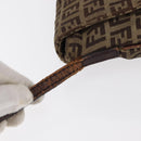 FENDI Zucchino Canvas Mamma Baguette Shoulder Bag Beige Gold Auth 156013-6