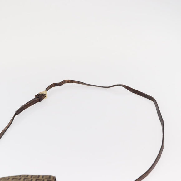 FENDI Zucchino Canvas Mamma Baguette Shoulder Bag Beige Gold Auth 156013