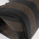 FENDI Pecan Canvas Boston Bag Black Brown gold Auth 156014-14