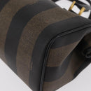 FENDI Pecan Canvas Boston Bag Black Brown gold Auth 156014-9