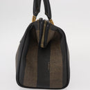 FENDI Pecan Canvas Boston Bag Black Brown gold Auth 156014-3