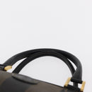 FENDI Pecan Canvas Boston Bag Black Brown gold Auth 156014-8