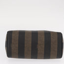 FENDI Pecan Canvas Boston Bag Black Brown gold Auth 156014-5
