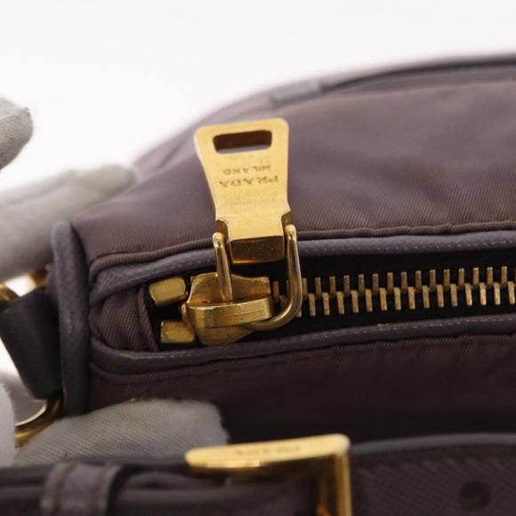 PRADA Shoulder Bag Nylon Gold Purple Auth 156015