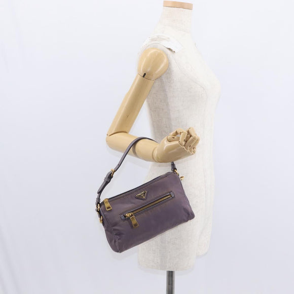 PRADA Shoulder Bag Nylon Gold Purple Auth 156015