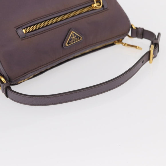PRADA Shoulder Bag Nylon Gold Purple Auth 156015