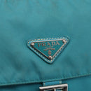 PRADA Shoulder Bag Nylon Turquoise Blue Silver Auth 156016-18