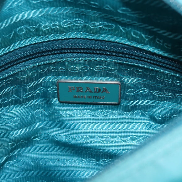 PRADA Shoulder Bag Nylon Turquoise Blue Silver Auth 156016