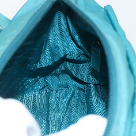 PRADA Shoulder Bag Nylon Turquoise Blue Silver Auth 156016