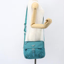 PRADA Shoulder Bag Nylon Turquoise Blue Silver Auth 156016-27