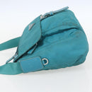 PRADA Shoulder Bag Nylon Turquoise Blue Silver Auth 156016-3
