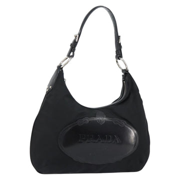 PRADA Shoulder Bag Nylon Black Silver Auth 156018