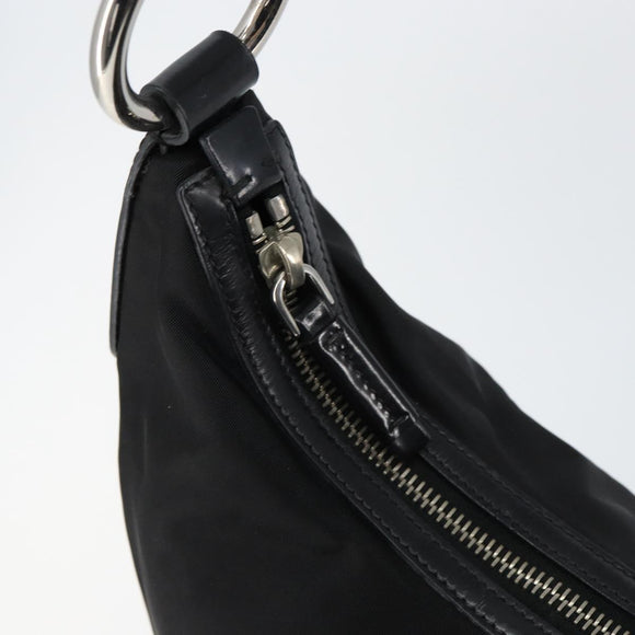 PRADA Shoulder Bag Nylon Black Silver Auth 156018