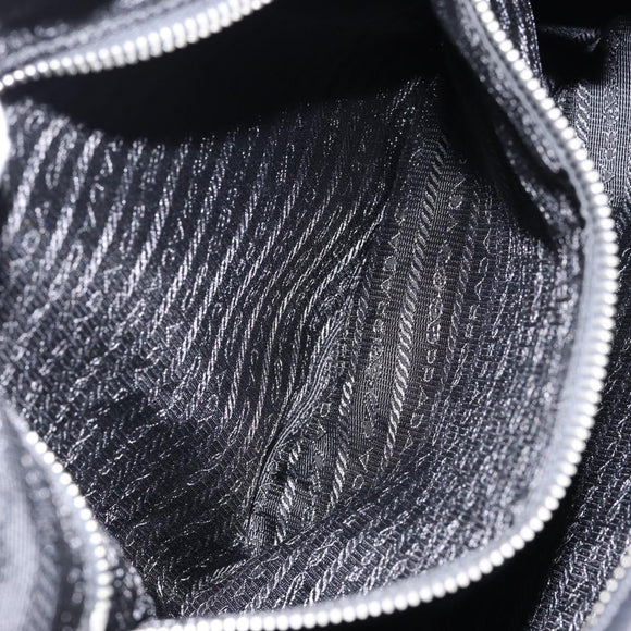 PRADA Shoulder Bag Nylon Black Silver Auth 156018