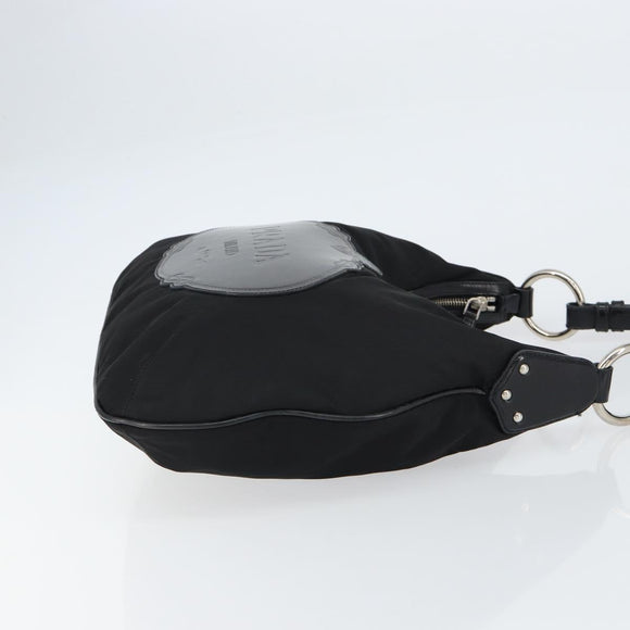 PRADA Shoulder Bag Nylon Black Silver Auth 156018
