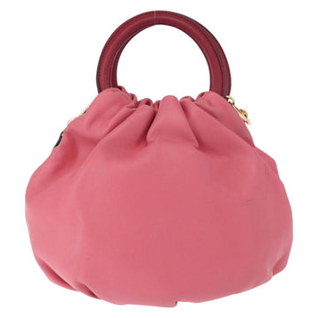 LOEWE Bounce bag Hand Bag Leather 2way Pink Gold Auth 156019 - 0