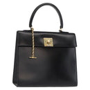 CELINE Hand Bag Leather Black Gold Auth 156020-1