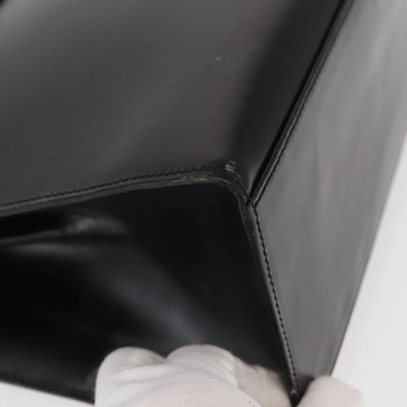 CELINE Hand Bag Leather Black Gold Auth 156020