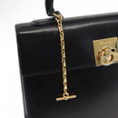 CELINE Hand Bag Leather Black Gold Auth 156020-16