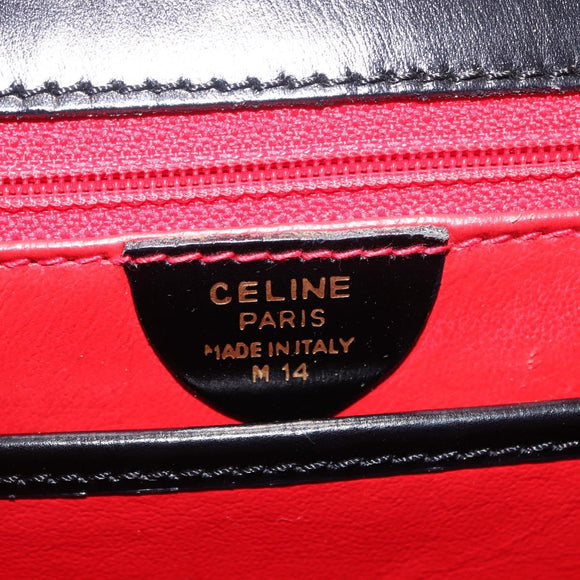 CELINE Hand Bag Leather Black Gold Auth 156020