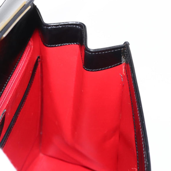 CELINE Hand Bag Leather Black Gold Auth 156020