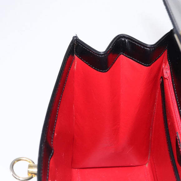 CELINE Hand Bag Leather Black Gold Auth 156020