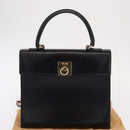 CELINE Hand Bag Leather Black Gold Auth 156020-24