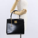 CELINE Hand Bag Leather Black Gold Auth 156020-25