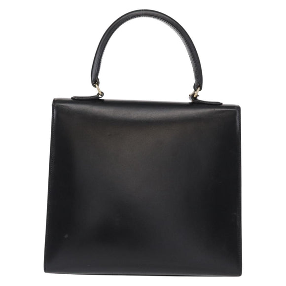CELINE Hand Bag Leather Black Gold Auth 156020