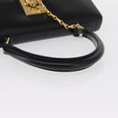 CELINE Hand Bag Leather Black Gold Auth 156020-7