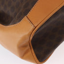 CELINE Macadam Canvas Shoulder Bag PVC Leather Brown Gold Auth 156021-17