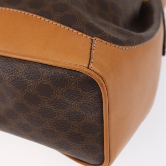 CELINE Macadam Canvas Shoulder Bag PVC Leather Brown Gold Auth 156021